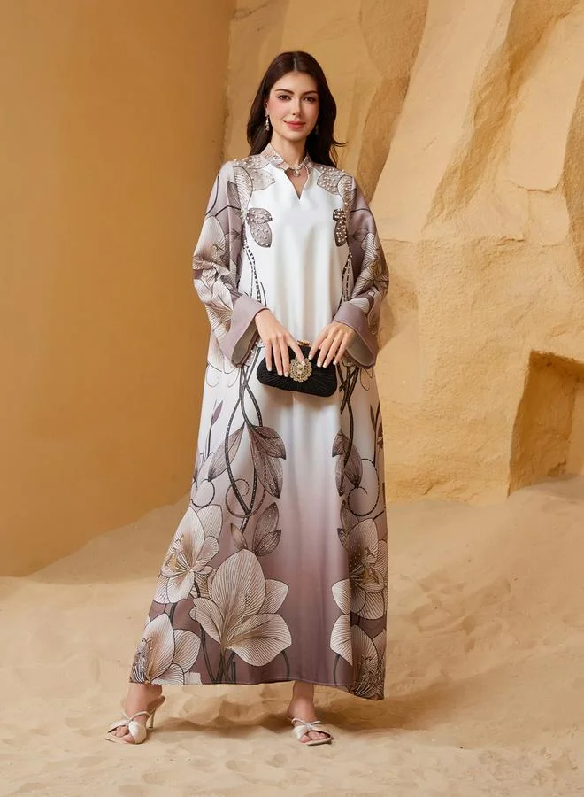 تايك تو جلابية بطبعة زهور ومزينة بقصة واسعة